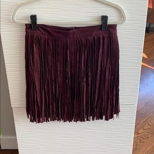 Deep plum fringed skirt